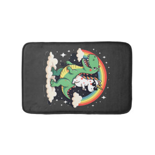 Regenboog Eenhoorn rijdt op T rex - Dinosaur Boys  Badmat