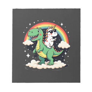 Regenboog Eenhoorn rijdt op T rex - Dinosaur Boys Notitieblok