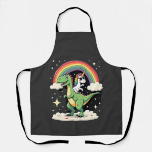 Regenboog Eenhoorn rijdt op T rex - Dinosaur Boys Schort