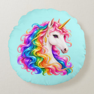 Regenboog Eenhoorn Rond Kussen