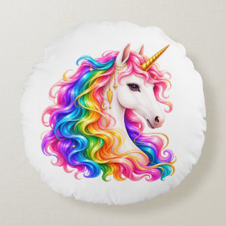 Regenboog Eenhoorn Rond Kussen
