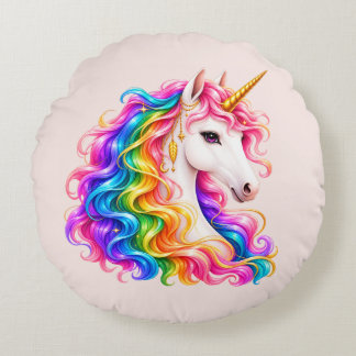 Regenboog Eenhoorn Rond Kussen