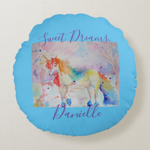 Regenboog Eenhoorn Roze Meisjes Zoete Dromen Kusse Rond Kussen