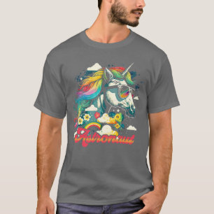 Regenboog Eenhoorn Ruimtevaarder T-shirt