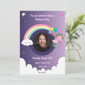 Regenboog eenhoorn schattig verjaardagsfeest uitno kaart (Staand voorkant)