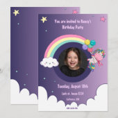 Regenboog eenhoorn schattig verjaardagsfeest uitno kaart (Voorkant / Achterkant)