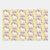 Regenboog Eenhoorn Schattige Hart Kind Naam & Leef Inpakpapier Vel (Voorkant 3)