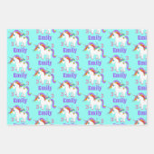 Regenboog Eenhoorn Schattige Hart Kind Naam & Leef Inpakpapier Vel (Voorkant 2)