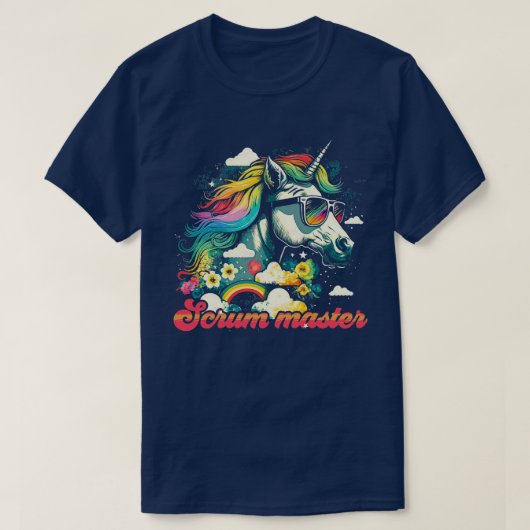 Regenboog Eenhoorn Scrum master T-shirt (Design voorkant)