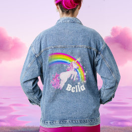 Regenboog eenhoorn springende meisjesnaam  denim jacket