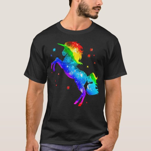 Regenboog Eenhoorn Sterren Galaxy Style Space T-shirt (Voorkant)