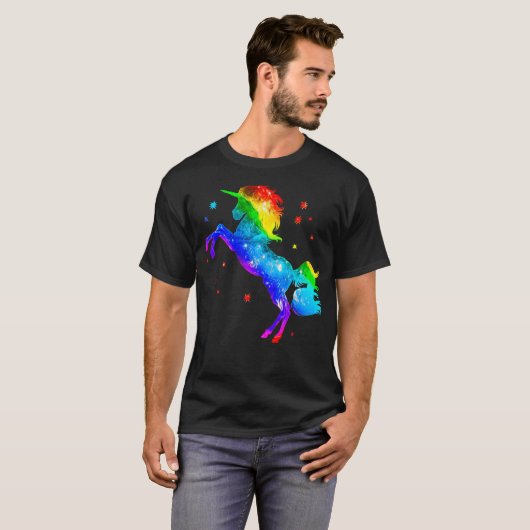 Regenboog Eenhoorn Sterren Galaxy Style Space T-shirt (Voorkant volledig)