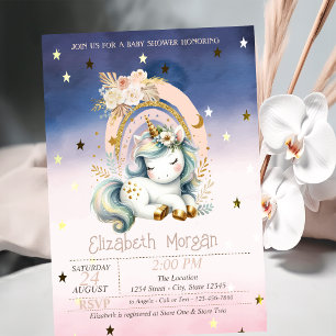 Regenboog Eenhoorn Sterren Ombre Baby Shower Kaart