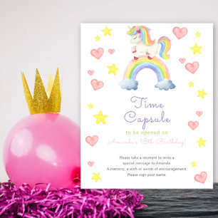 Regenboog Eenhoorn - Tijdscapsule 1e verjaardag Poster