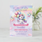 Regenboog Eenhoorn Verjaardag Meisjes Pastel 3e Ve Kaart (Staand voorkant)