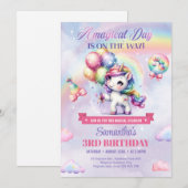 Regenboog Eenhoorn Verjaardag Meisjes Pastel 3e Ve Kaart (Voorkant / Achterkant)