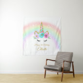 Regenboog eenhoorn verjaardagsachtergrond wandkleed (In situ)