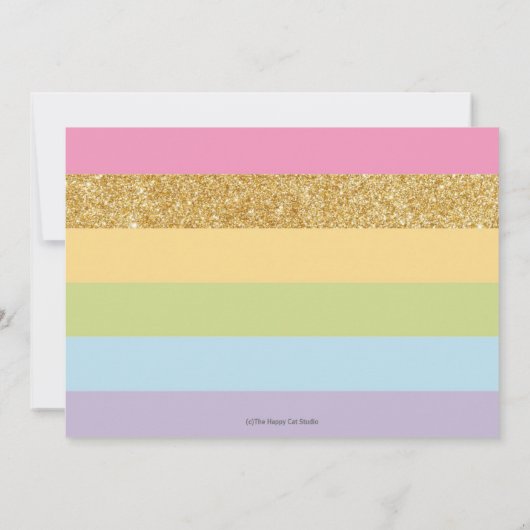  regenboog eenhoorn verjaardagsfeestje meisje foto kaart (Achterkant)