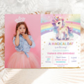  regenboog eenhoorn verjaardagsfeestje meisje foto kaart