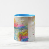 Regenboog Eenhoorn Watercolor Kerstschildering Mok (Midden)