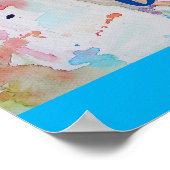 Regenboog Eenhoorn Waterverf Kind Naam Poster (Hoek)