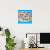 Regenboog Eenhoorn Waterverf Kindernaam Poster (Thuiskantoor)