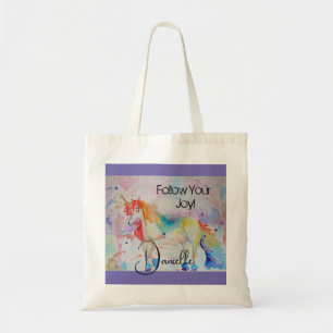Regenboog Eenhoorn Waterverf Paars Cute Kids Tote Bag