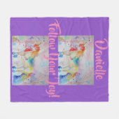 Regenboog Eenhoorn Waterverf Paarse Fleece Deken (Voorkant (Horizontaal))