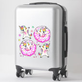 Regenboog Eenhoorns Dab Dans Donut Feest Sticker (Koffer)