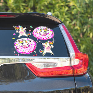 Regenboog Eenhoorns Dab Dans Donut Feest Sticker