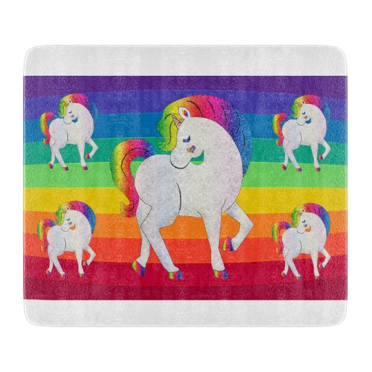 Regenboog Eenhoorns Snijplank (Voorkant)