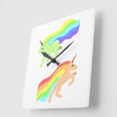 Regenboog Eenhoorns Vierkante Klok (Hoek)