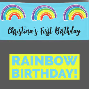 Regenboog eerste verjaardag spandoek