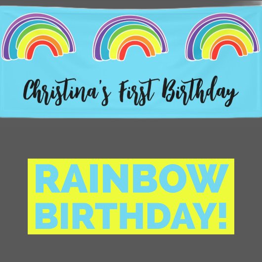 Regenboog eerste verjaardag spandoek