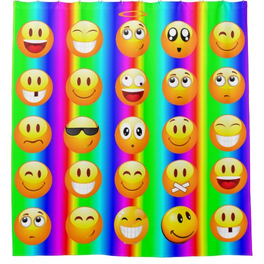 regenboog emoji badkamer douche gordijn (Voorkant)