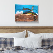 Regenboog en Abstracte vogel K7 1986 Gemengde drag Canvas Afdruk (Insitu (Slaapkamer))