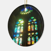 Regenboog en blauw Glas in lood Keramisch Ornament (Links)