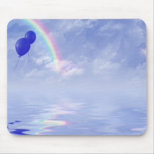 Regenboog en blauwe ballon muismat