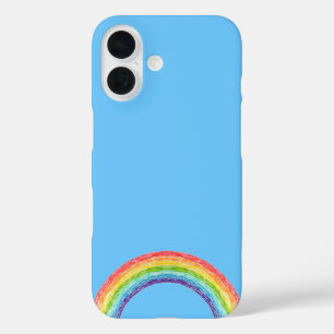 Regenboog en blauwe lucht iPhone 16 hoesje