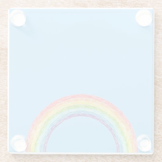 Regenboog en blauwe lucht glazen onderzetter (Achterkant)