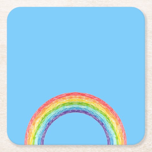Regenboog en blauwe lucht kartonnen onderzetters (Voorkant)