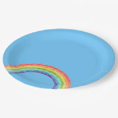 Regenboog en blauwe lucht papieren bordje (Gekanteld)