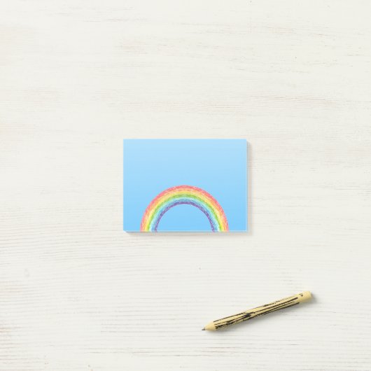 Regenboog en blauwe lucht post-it® notes (Op bureau)