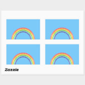 Regenboog en blauwe lucht rechthoekige sticker (Vel)