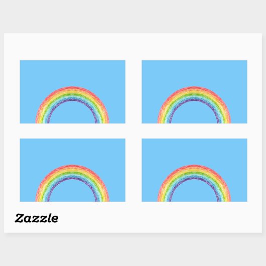 Regenboog en blauwe lucht rechthoekige sticker (Vel)