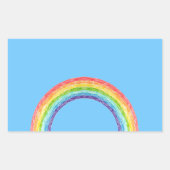 Regenboog en blauwe lucht rechthoekige sticker (Voorkant)