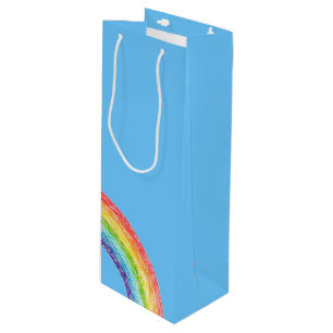 Regenboog en blauwe lucht wijn cadeautas