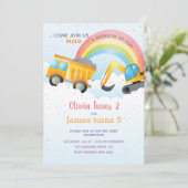 Regenboog en bouw Gezamenlijke verjaardag Kaart (Staand voorkant)