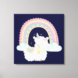 Regenboog en eendraads lammeren canvas afdruk