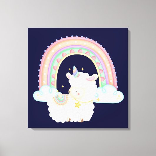 Regenboog en eendraads lammeren canvas afdruk (Voorkant)